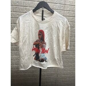 Legends Apparel Sexyy Red Graphic Crop Top Cream Hip Hop 50th Anniversary Tee M